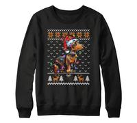 Purple Print House Dachshund Christmas Kids Sweatshirt School Xmas Jumper Day Sausage Dog Boy Girl Sweater Santa, 12-13 Years, Black