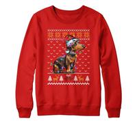 Purple Print House Dachshund Christmas Kids Sweatshirt School Xmas Jumper Day Sausage Dog Boy Girl Sweater Santa, 7-8 Years, Red