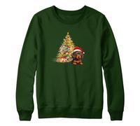 Purple Print House Dachshund Christmas Scene Kids Sweatshirt Festive SausageDog Boys Girls Sweater Xmas Tree, 12-13 Years, Bottle