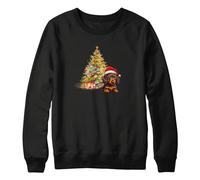 Purple Print House Dachshund Christmas Scene Kids Sweatshirt Festive SausageDog Boys Girls Sweater Xmas Tree, 9-11 Years, Black