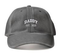 Purple Print House Daddy Est Personalised Year Vintage Cap Custom Embroidered Baseball Hat Men, One Size, Black