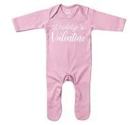 Purple Print House Daddys Valenine Romper Suit, Valentines Day Baby Outift, My First Valentines Baby Gift Idea, Baby Girls or Boys Sleepsuit, 0-3 Months, Light Pink