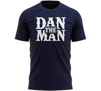 Purple Print House Dan The Man T Shirt Funny Top for Dad Grandad Partner Mate Fathers Day Birthday Present Joke Gift Him Men, XL, Navy