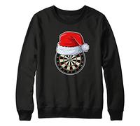Purple Print House Dartboard Santa Hat Sweatshirt, Mens Sweater Jumper Top Tee Gifts for Dad And Grandad, Darts Player, XXL, Black
