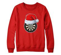 Purple Print House Dartboard Santa Hat Sweatshirt, Mens Sweater Jumper Top Tee Gifts for Dad And Grandad, Darts Player, XL, Red