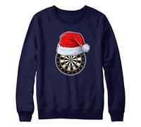 Purple Print House Dartboard Santa Hat Sweatshirt, Mens Sweater Jumper Top Tee Gifts for Dad And Grandad, Darts Player, M, Navy