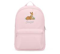 Purple Print House Deer Personalised Embroidered Mini Backpack Custom Daughter & Mother Girl Name Back to Nursery School Essential Bag, One Size, Light Pink