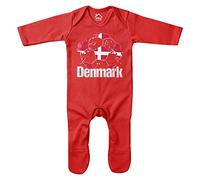 Purple Print House Denmark Flag Football Romper Suit Dansk Soccer Fodbold Danish Tournament Supporters 2022 Baby Gifts for Boys Girls, 6-12 Months, Red