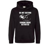 Purple Print House Do Not Disturb Gaming Mode Activated Hoodie - Gaming Hoodie Gift For Kids - Girls Boys Childrens Hooded Top Can Be Personalised, 12-13 Years, Black