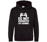Purple Print House Do Not Disturb Im Gaming Boys Hoodie Kids Gamer Hooded Sweatshirt Game Controller, 1-2 Years, Black