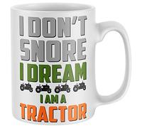 Purple Print House Dont Snore Dream Im a Tractor, Farming Gifts for Men, Funny Mug, Novelty Mugs, Cows Idea Grandad Dad Tractor Farmer, White, One Size