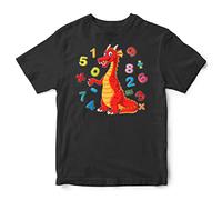 Purple Print House Dragon Maths Numbers Day T Shirt Kids Boys Girls Funny Number Learning Top Tee, 3-4 Years, Black