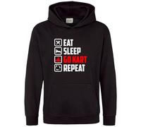 Purple Print House Eat Sleep Go Kart Repeat Boys Hoodie Kids Karting Hooded Sweatshirt Racing, 9-11 Years, Black