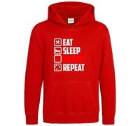 Purple Print House Eat Sleep Go Kart Repeat Boys Hoodie Kids Karting Hooded Sweatshirt Racing, 9-11 Years, Red