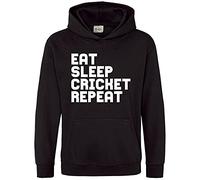 Purple Print House Eat Sleep Rugby Repeat Kids Hoodie, Rugby Player Gifts For Boys and Girls, Unique and Simple Cool Sport Birthday Hoody Boys Kids, Hooded Rugga Jumper Gift, Black, 12-13 Years