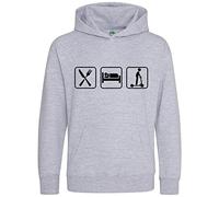 Purple Print House Eat Sleep Scooter Hoodie Kids For Boy or Girl Childs Personalised Extreme Sports Stunt Scooter Gift Idea, 5-6 Years, Sport Grey