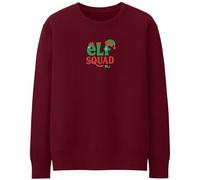 Purple Print House Elf Squad Christmas Sweatshirt For Women Funny Festive Santas Helpers Xmas Jumper, L, Maroon