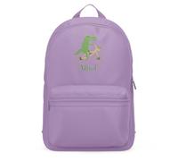 Purple Print House Embroidered Cycling Crocodile Custom Mini Backpack For Kids Animal Back to Nursery School Essential Bag Boys Girls, One Size, Lavender