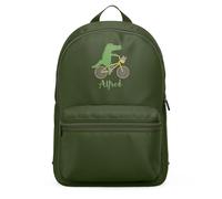 Purple Print House Embroidered Cycling Crocodile Custom Mini Backpack For Kids Animal Back to Nursery School Essential Bag Boys Girls, One Size, Olive Green