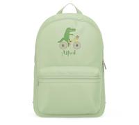 Purple Print House Embroidered Cycling Crocodile Custom Mini Backpack For Kids Animal Back to Nursery School Essential Bag Boys Girls, One Size, Pistachio