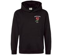 Purple Print House Embroidered England 1871 Kids Hoodie Boys Girls Six Rugby English Supporters Rose Nations Hoody, 5-6 Years, Black
