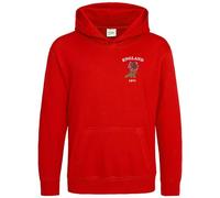 Purple Print House Embroidered England 1871 Kids Hoodie Boys Girls Six Rugby English Supporters Rose Nations Hoody, 3-4 Years, Red