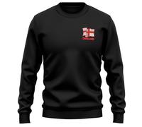Purple Print House Embroidered England Adults Sweatshirt - Patriotic St Georges Cross Sweater for Him - Mens Football Rugby Supporter Gift, XL, Black