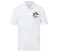 Purple Print House Embroidered England Cross Adults Polo Shirt English Knight Mens Polo Top for St George's Day, M, White