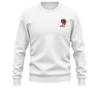 Purple Print House Embroidered England Rose Sweatshirt For Men English Emblem St Georges Rugby Country Him Jumper, M, White