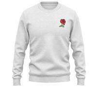 Purple Print House Embroidered England Rose Sweatshirt For Men English Emblem St Georges Rugby Country Him Jumper, XXL, Ash Grey