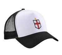 Purple Print House Embroidered England Trucker Cap St Georges Cross English Patriotic UK Heritage Hat for Men Women, One Size, Black/White