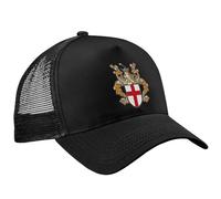 Purple Print House Embroidered England Trucker Cap St Georges Cross Shield Design English Pride Hat Patriotic UK Heritage for Men Women, One Size, Black