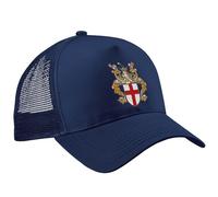 Purple Print House Embroidered England Trucker Cap St Georges Cross Shield Design English Pride Hat Patriotic UK Heritage for Men Women, One Size, Navy