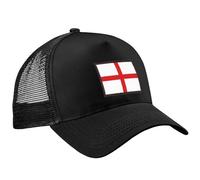 Purple Print House Embroidered England Trucker Cap St Georges Cross Snapback Mesh Hat Baseball Cap UK Pride Heritage English, One Size, Black