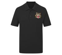 Purple Print House Embroidered English Knight Polo Shirt England Cross Polo Top for St George's Day, XXL, Black