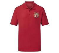 Purple Print House Embroidered English Knight Polo Shirt England Cross Polo Top for St George's Day, XL, Red