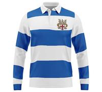 Purple Print House Embroidered English Knight Rugby Shirt Mens England Cross Embroidery Jersey for St George's Day, XXL, Royal/White