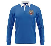 Purple Print House Embroidered English Knight Rugby Shirt Mens England Cross Embroidery Jersey for St George's Day, XL, Royal