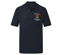 Purple Print House Embroidered English Rose Adult Poloshirt England St Georges Day Proud Mens Polo Top, 3XL, Navy