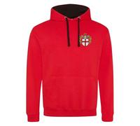 Purple Print House Embroidered English Sheild Hoodie Pocket British Pride For Men Dad Him Grandad Husband, XL, Red/Black