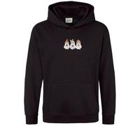 Purple Print House Embroidered Ghosts Girls Hoodie - Spooky Halloween Design - Kids Autumn Hooded Top for Daughter - Cozy Fall Wear, 12-13 Years, Black