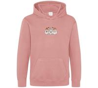 Purple Print House Embroidered Ghosts Girls Hoodie - Spooky Halloween Design - Kids Autumn Hooded Top for Daughter - Cozy Fall Wear, 12-13 Years, Dusty Pink