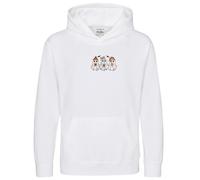 Purple Print House Embroidered Ghosts Girls Hoodie - Spooky Halloween Design - Kids Autumn Hooded Top for Daughter - Cozy Fall Wear, 7-8 Years, White