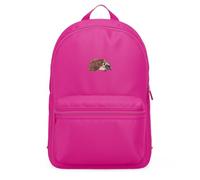 Purple Print House Embroidered Hedgehog Mini Backpack For Kids Embroidery Wildlife Animals Back To School Boy Girls Bag, One Size, Fuchsia