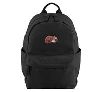 Purple Print House Embroidered Hedgehog Mini Backpack Premium Bag For School Nursery Boys Girls Kids Wildlife Animal New Term Gift Everyday Essential, One Size, Black