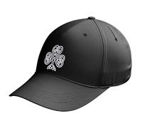 Purple Print House Embroidered Irish Three Leaf Clover Cap Unisex Ireland Rugby Shamrock Supporters Football Nations Hat, One Size, Black