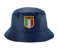 Purple Print House Embroidered Italia Badge Bucket Hat Unisex Italian Italy Football Country Him Her Recycled Hat, S, Navy