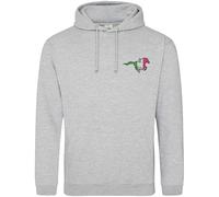 Purple Print House Embroidered Italian Stallion Adult Hoodie with Italy Tricolour Horse Embroidery Mens Womens Italia Country Gift, L, Sport Grey