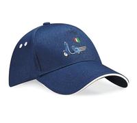 Purple Print House Embroidered Italy Retro Scooter Baseball Cap Travel Holiday Him Her Embroidery Gift, One Size, Navy/White