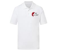 Purple Print House Embroidered Lest We Forget Polo Shirt Mens Red Poppies Polo Top for Remembrance Events VE Day, 5XL, White